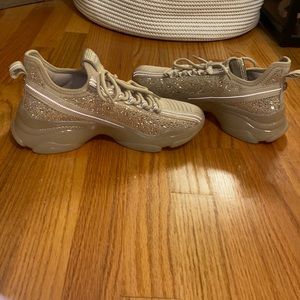 Like-New Steve Madden Nude/Rhinestone Sneakers. Size Womens 9.